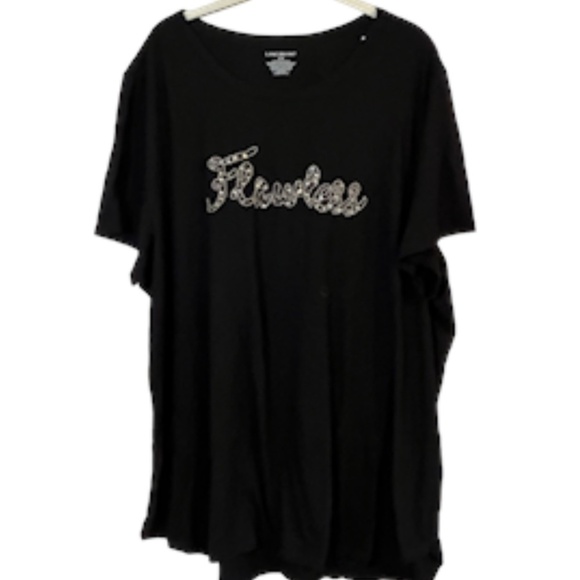 Lane Bryant Top Women 26 Black Sequin Whimsygoth Neutral Summer Beach Goth Punk - Picture 1 of 8